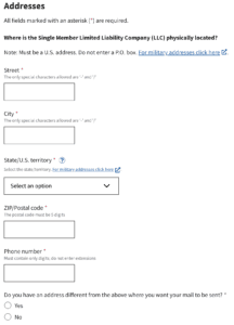 EIN Application - Where is your LLC located