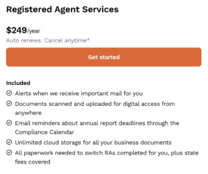 LegalZoom's Registered Agent service auto-renews every year.
